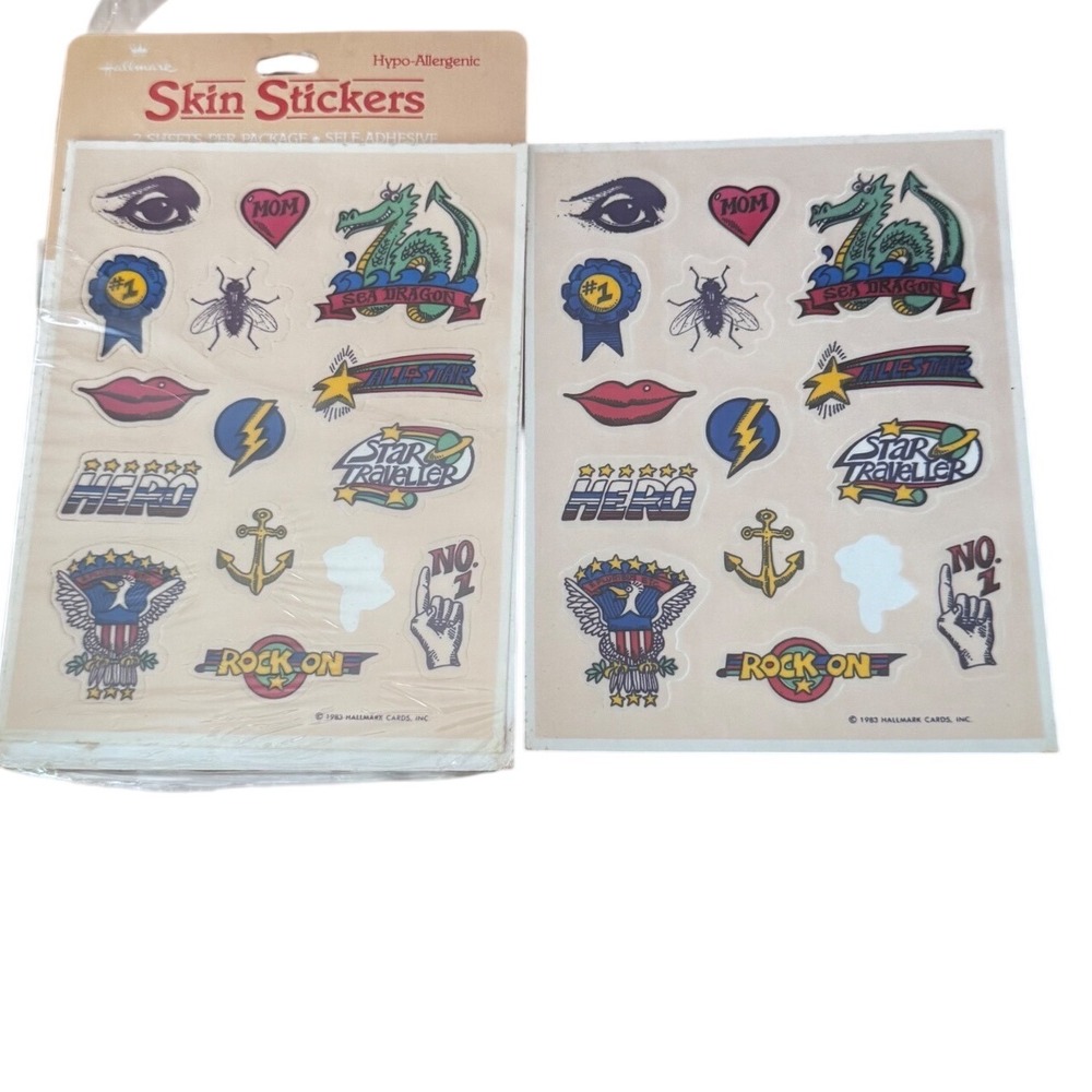 Vintage 1983 Hallmark Skin Stickers Sea Dragon Rock 2 Sheets 2 stickers missing